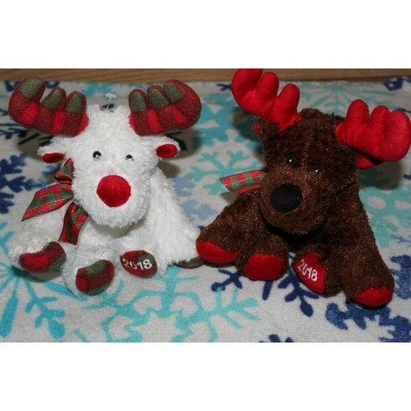 American Greetings --Bundle-- 10' Inch Brown & White Moose Plushes - Picture 1 of 10